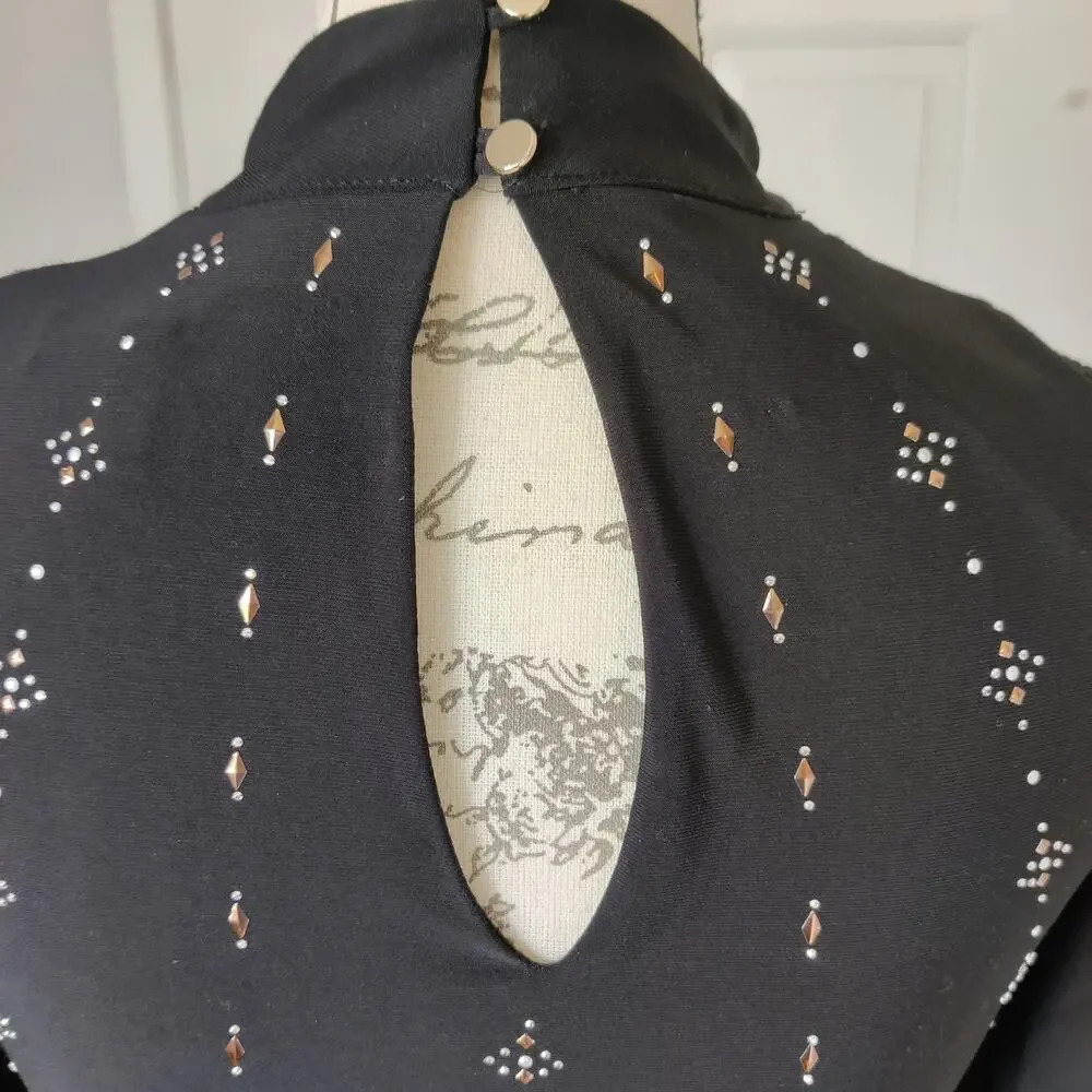 WHBM Cold Shoulder High Neck Long Sleeve Dress Cocktail Sz XXS‎ - Picture 6 of 12